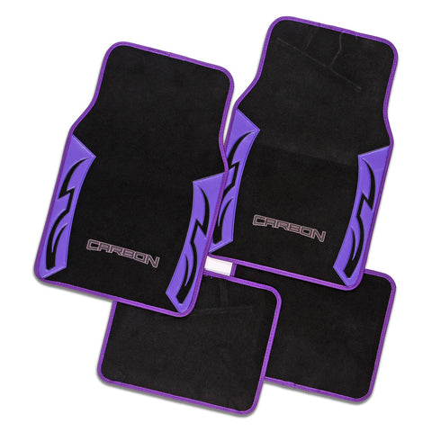 Carbon Purple Carpet Car Floor Mats Universal Fit