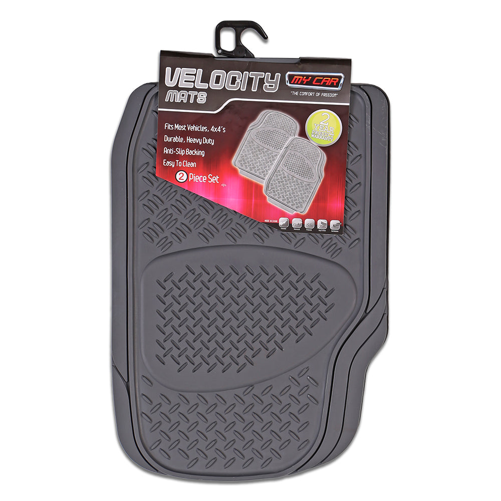 Velocity 2-Piece Car Mat - Grey [Rubber]