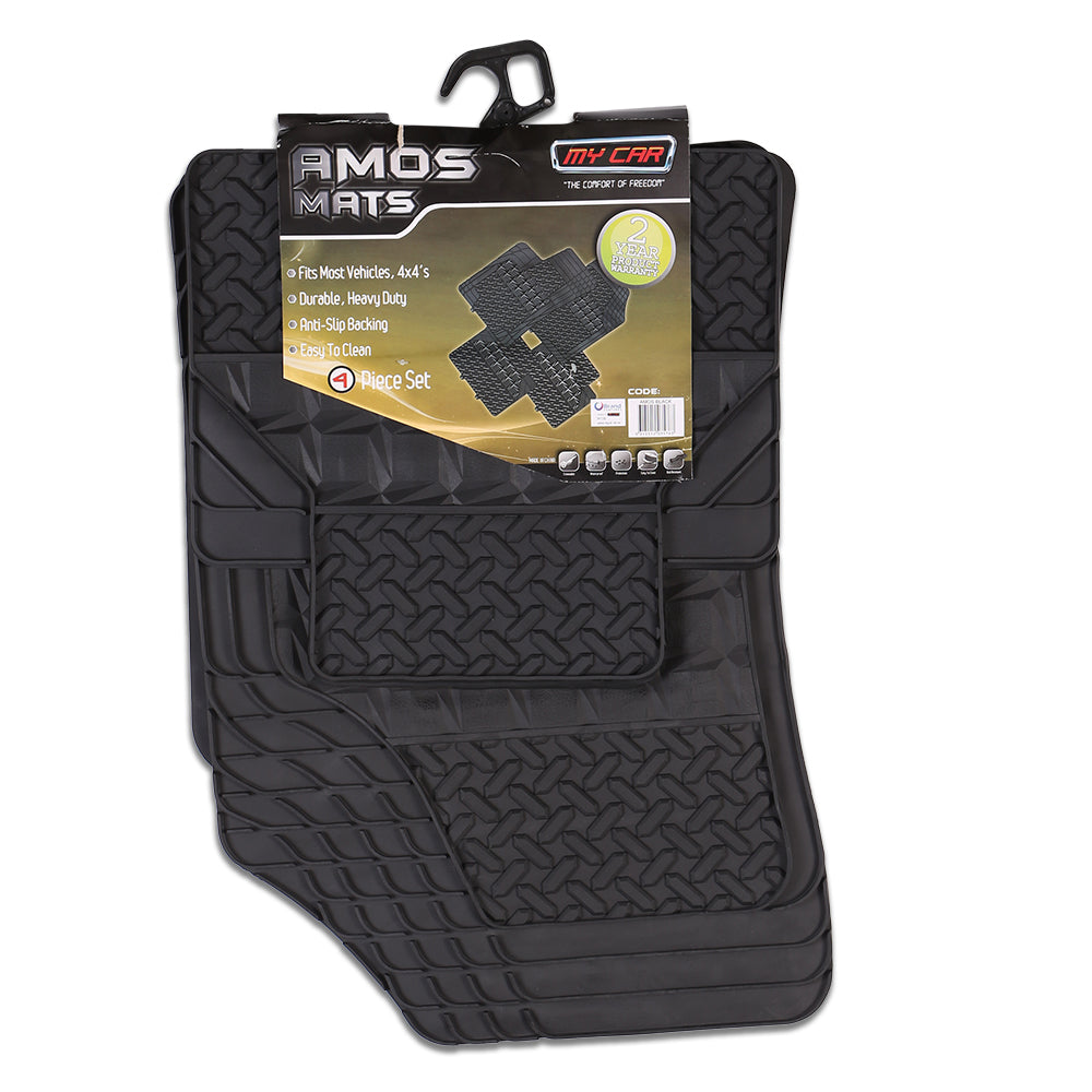 Amos 4-Piece Car Mat - Black [Rubber]