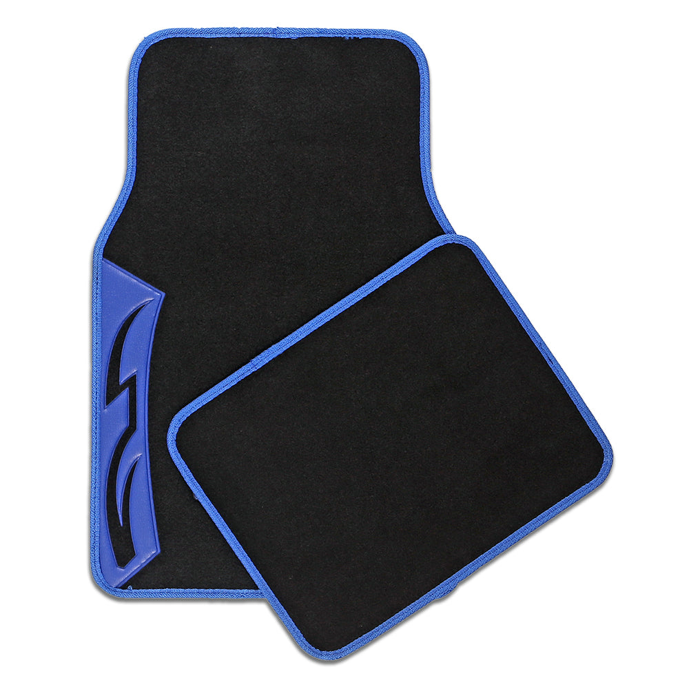 Carbon Blue Carpet Car Floor Mats Universal Fit