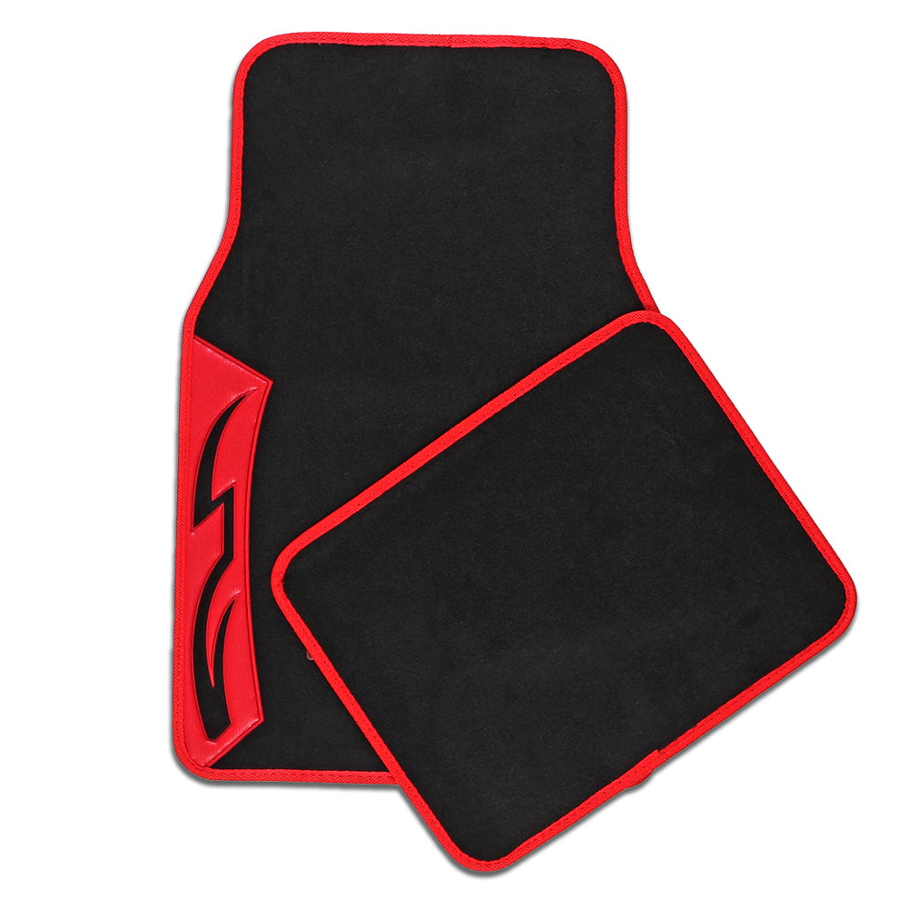 Carbon Red Carpet Car Floor Mats Universal Fit