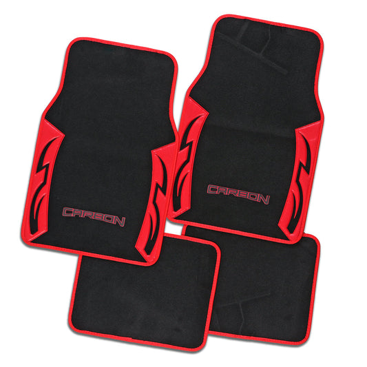 Carbon Red Carpet Car Floor Mats Universal Fit