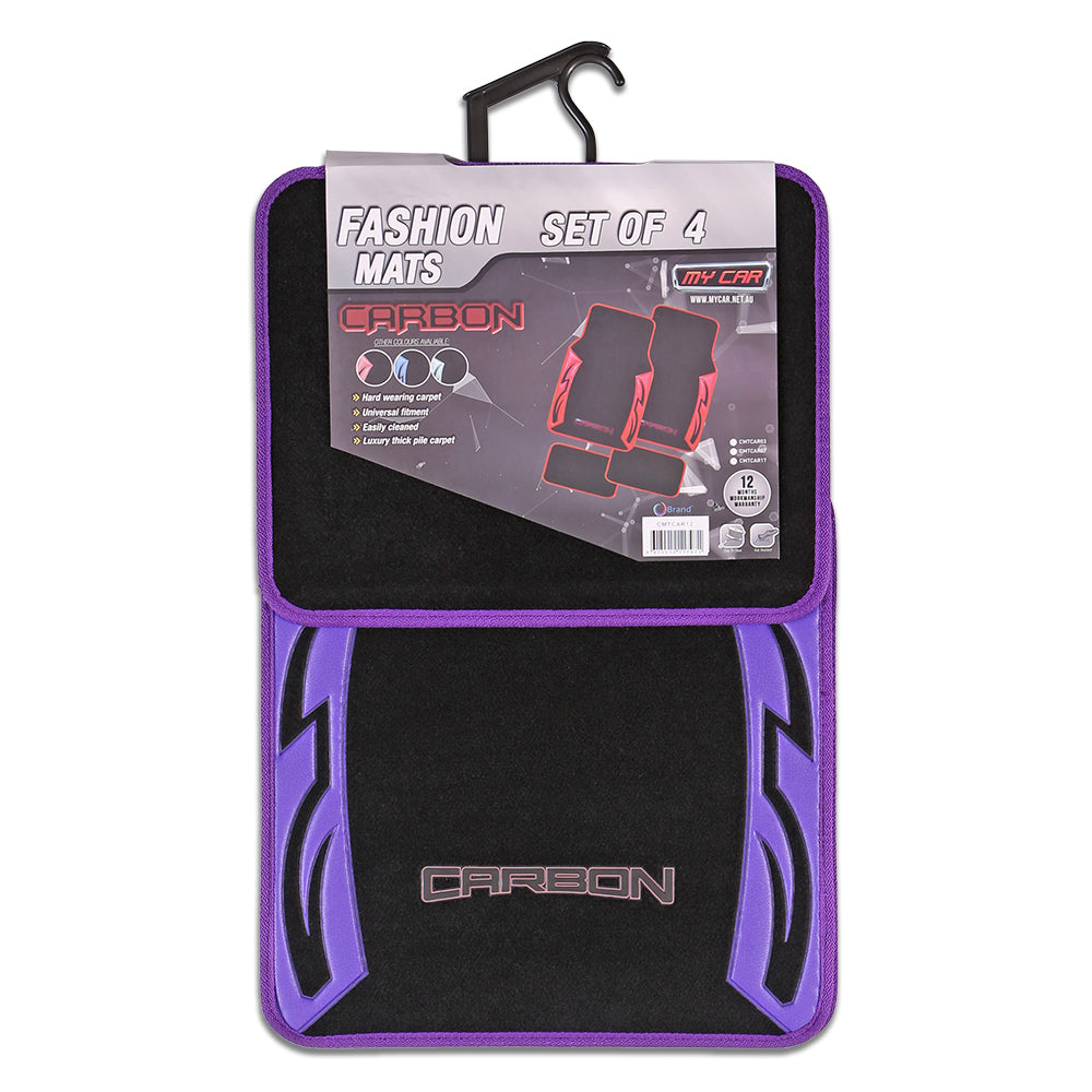 Carbon Purple Carpet Car Floor Mats Universal Fit