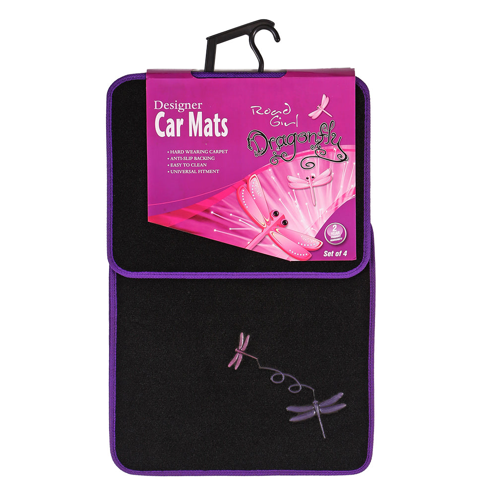 Dragonfly 4-Piece Car Mat - Purple