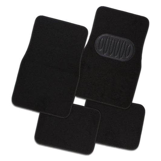 Pilot Automotive Black Luxury Universal Car Floor Mat Carpet - Set Of 4