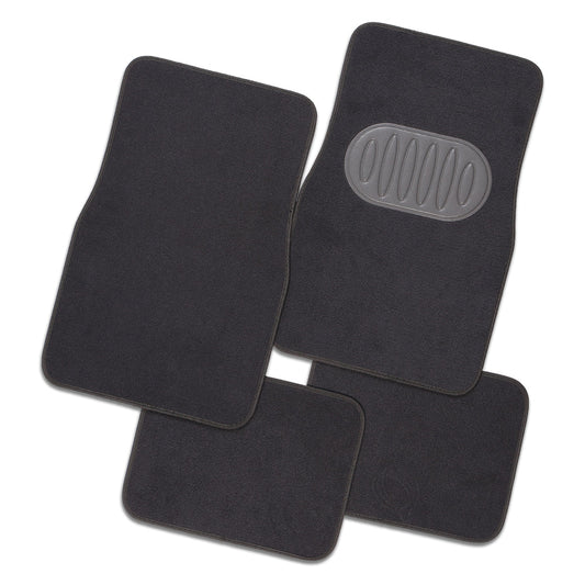 Pilot Automotive Grey Luxury Universal Car Floor Mat Carpet - Set Of 4