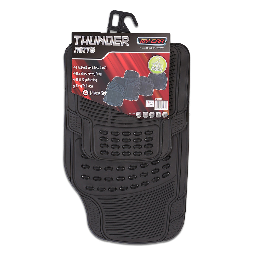 Thunder 4-Piece Car Mat - Black [Rubber]