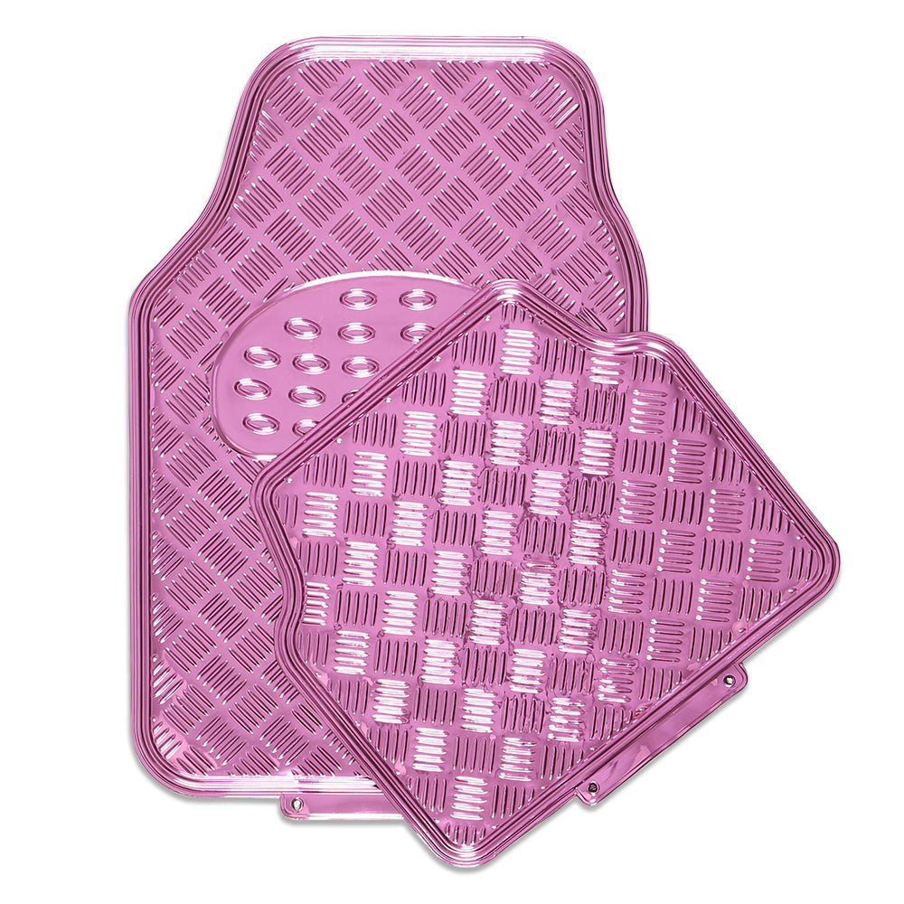 Venom 4-Piece Car Mat - Pink [Rubber/Aluminium Look]