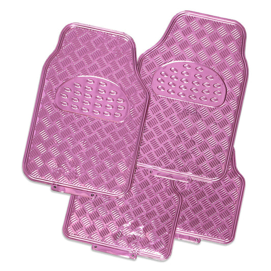 Venom 4-Piece Car Mat - Pink [Rubber/Aluminium Look]