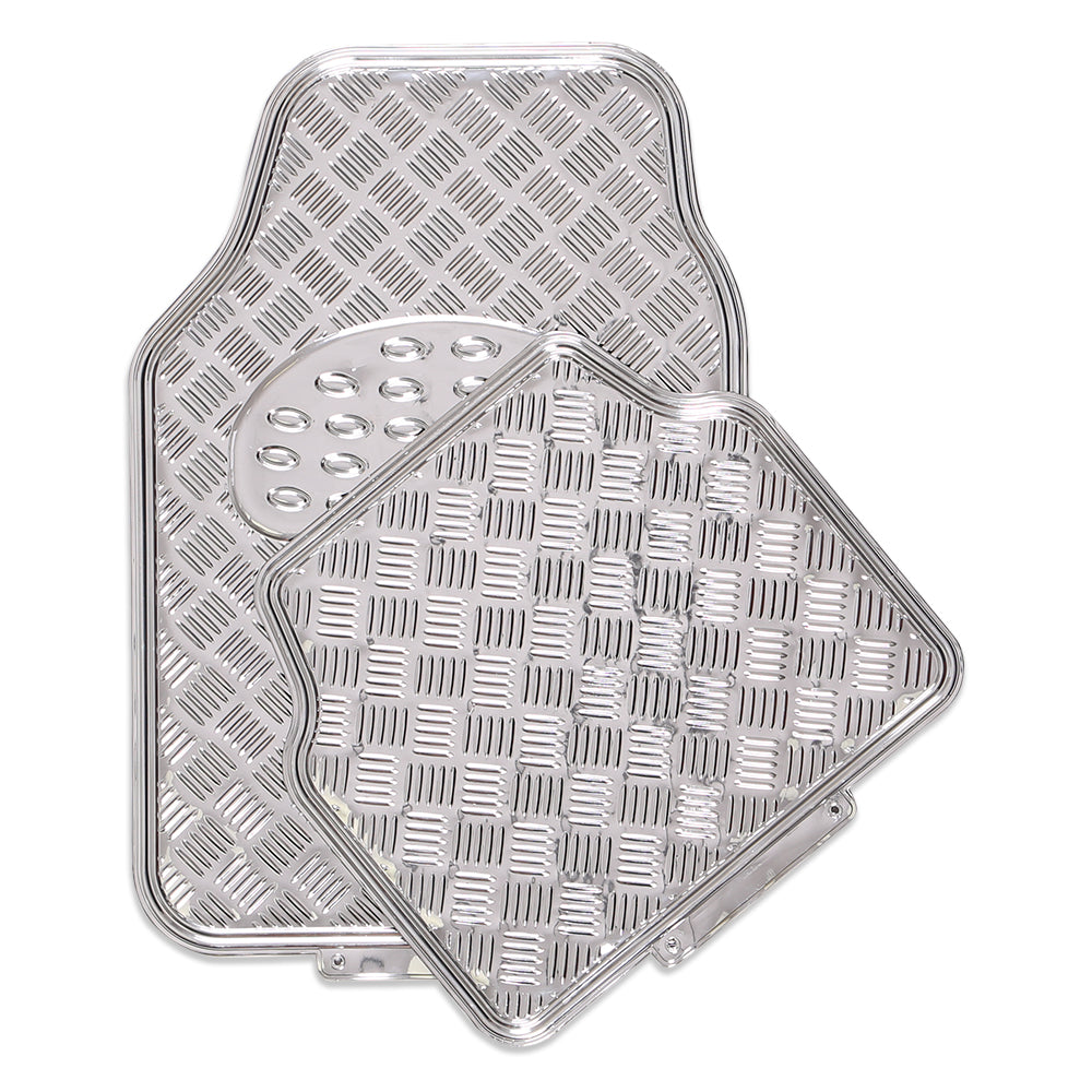 Venom 4-Piece Car Mat - Silver [Rubber/Aluminium Look]