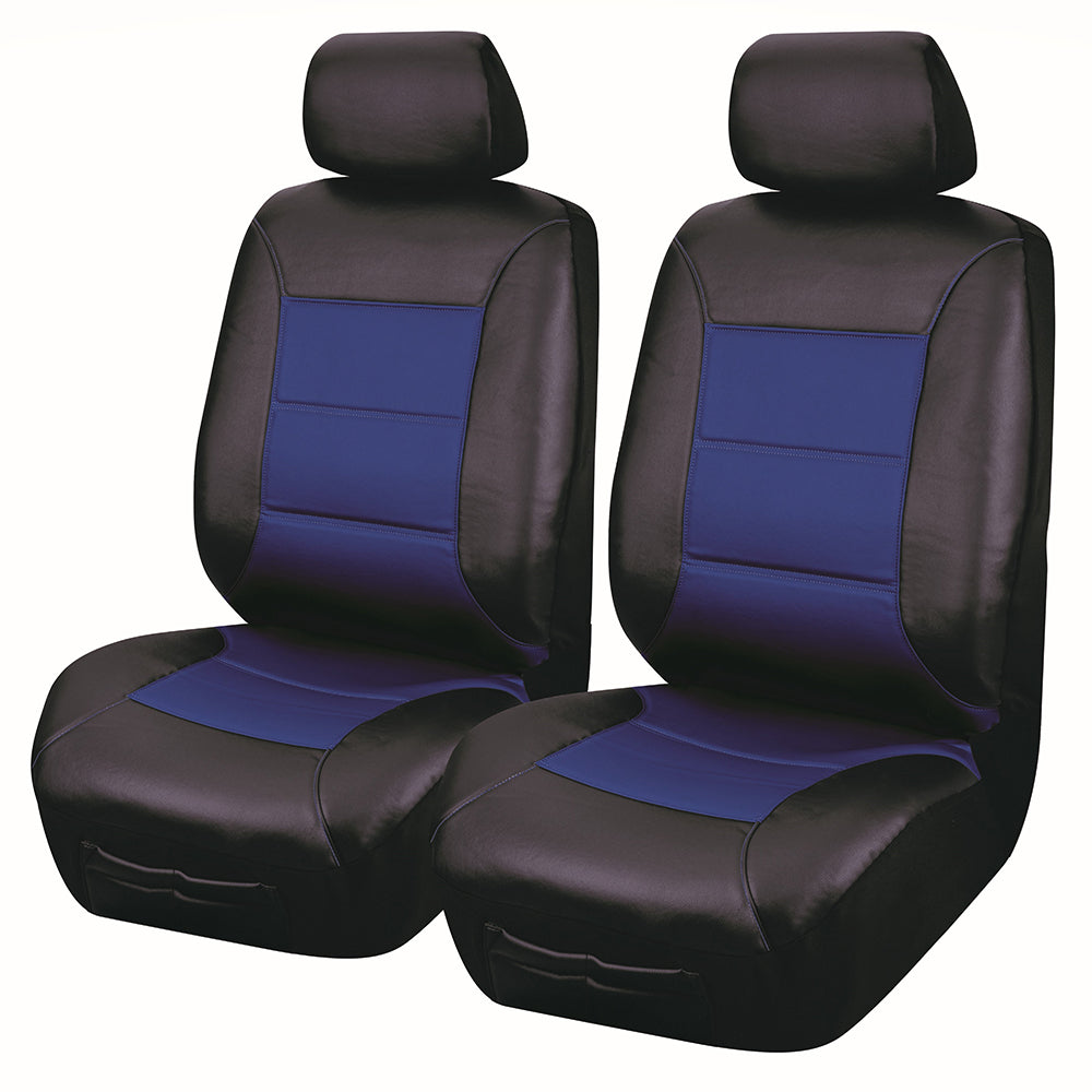 Universal El Toro PU Leather - Front Seat Covers 30/35 | Black/Blue