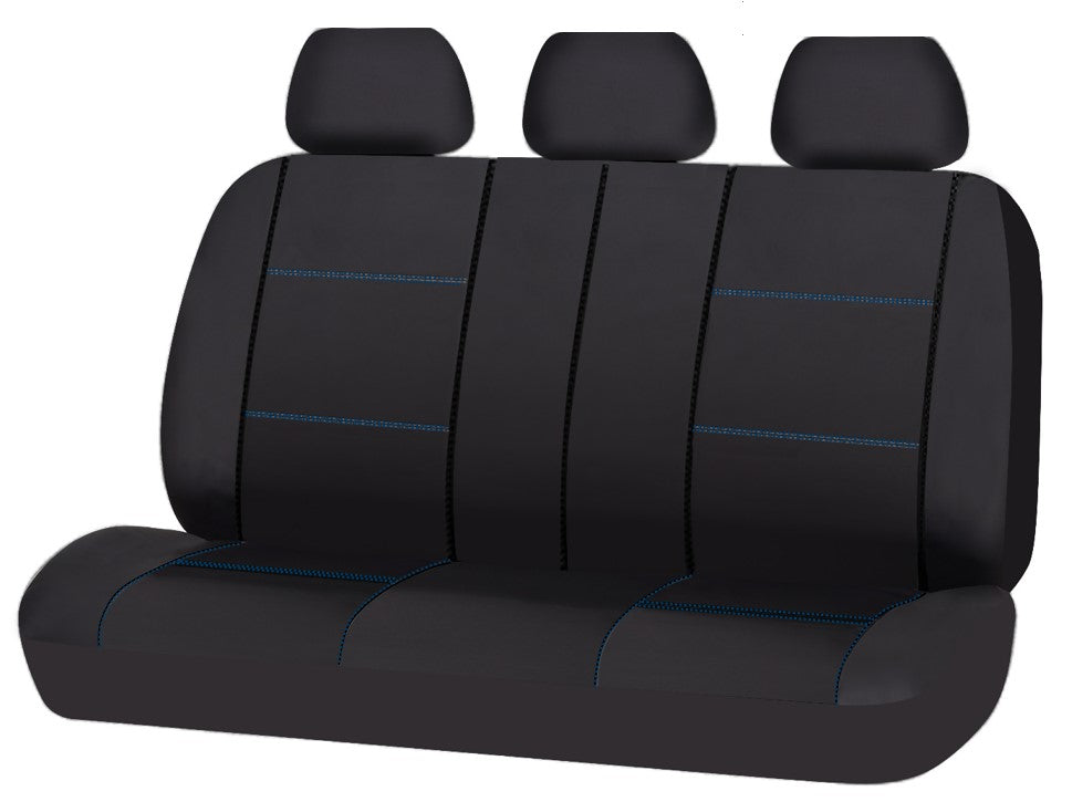 Universal Lavish PU Leather - Rear Seat Cover Size 06/08S | Black/Blue Stitching