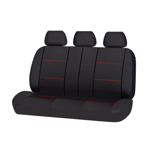 Universal Lavish PU Leather - Rear Seat Cover Size 06/08S | Black/Red Stitching