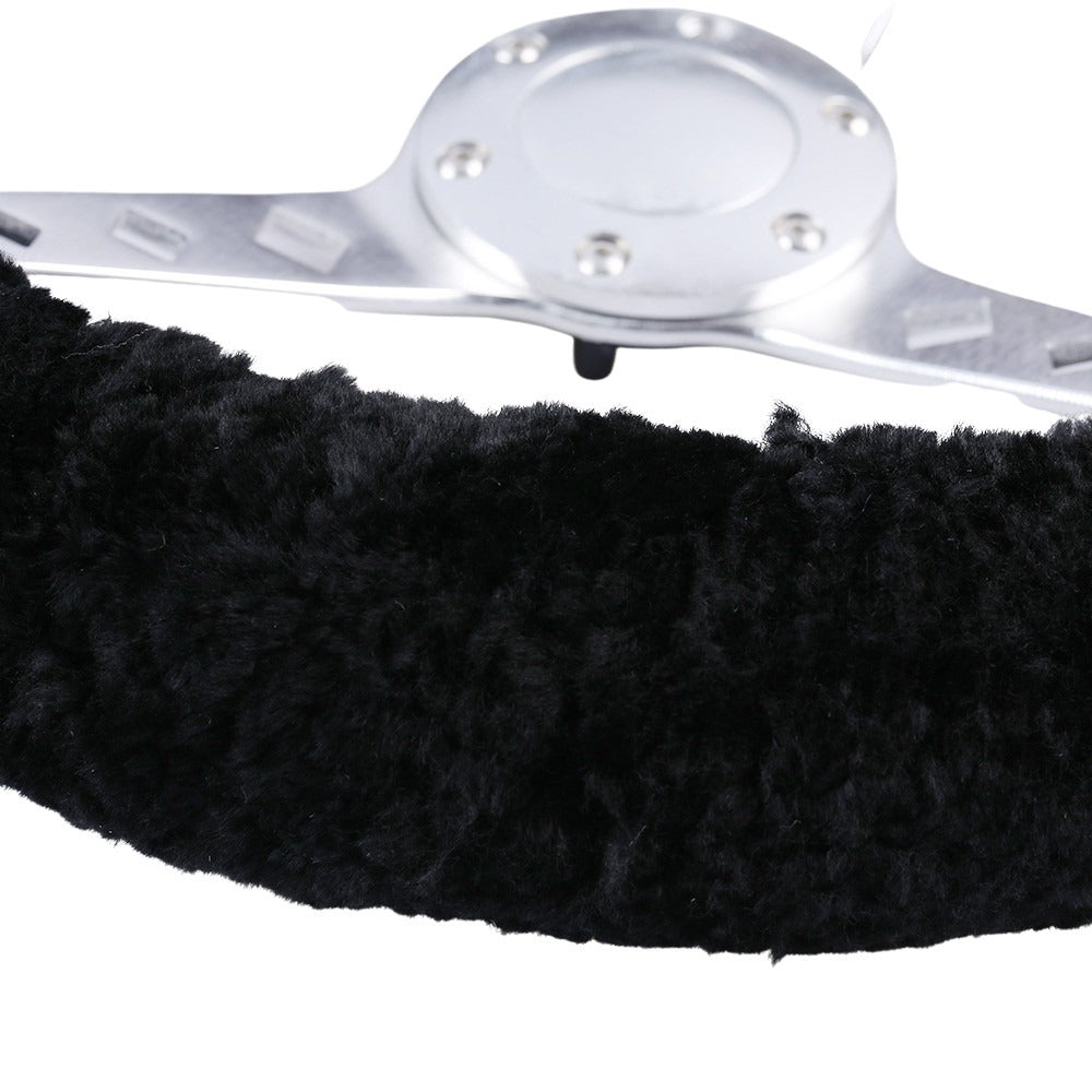 Sheepskin Steering Wheel Cover & Seat Belt Pads Combo Luxury - Black