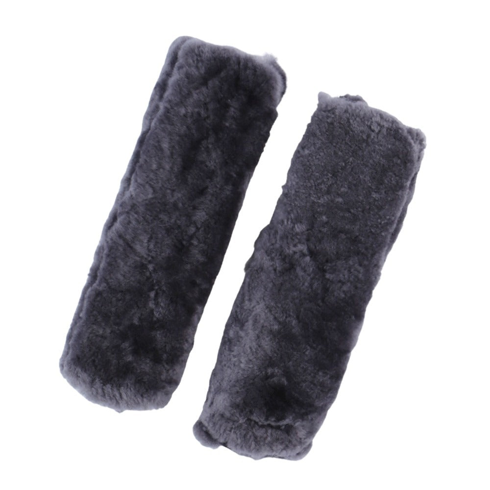 Sheepskin Steering Wheel Cover & Seat Belt Pads Combo Luxury - Charcoal