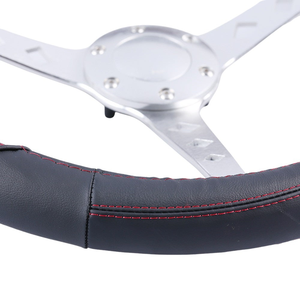 Nevada Steering Wheel Cover - Black/Red [Leather]