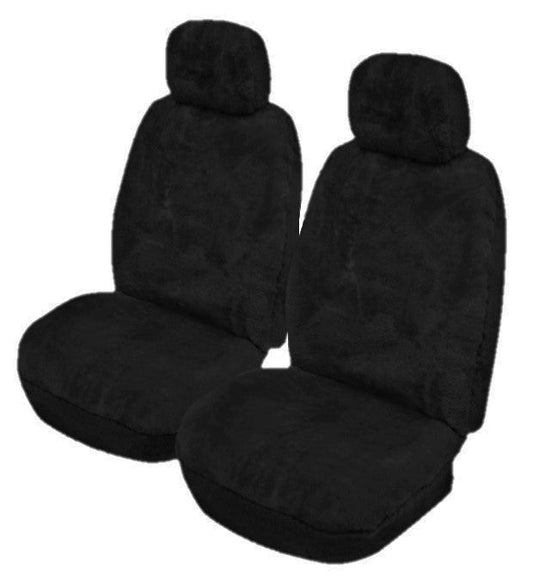 Lambswool Sheepskin Seat Covers - Universal Size (27mm) - Black