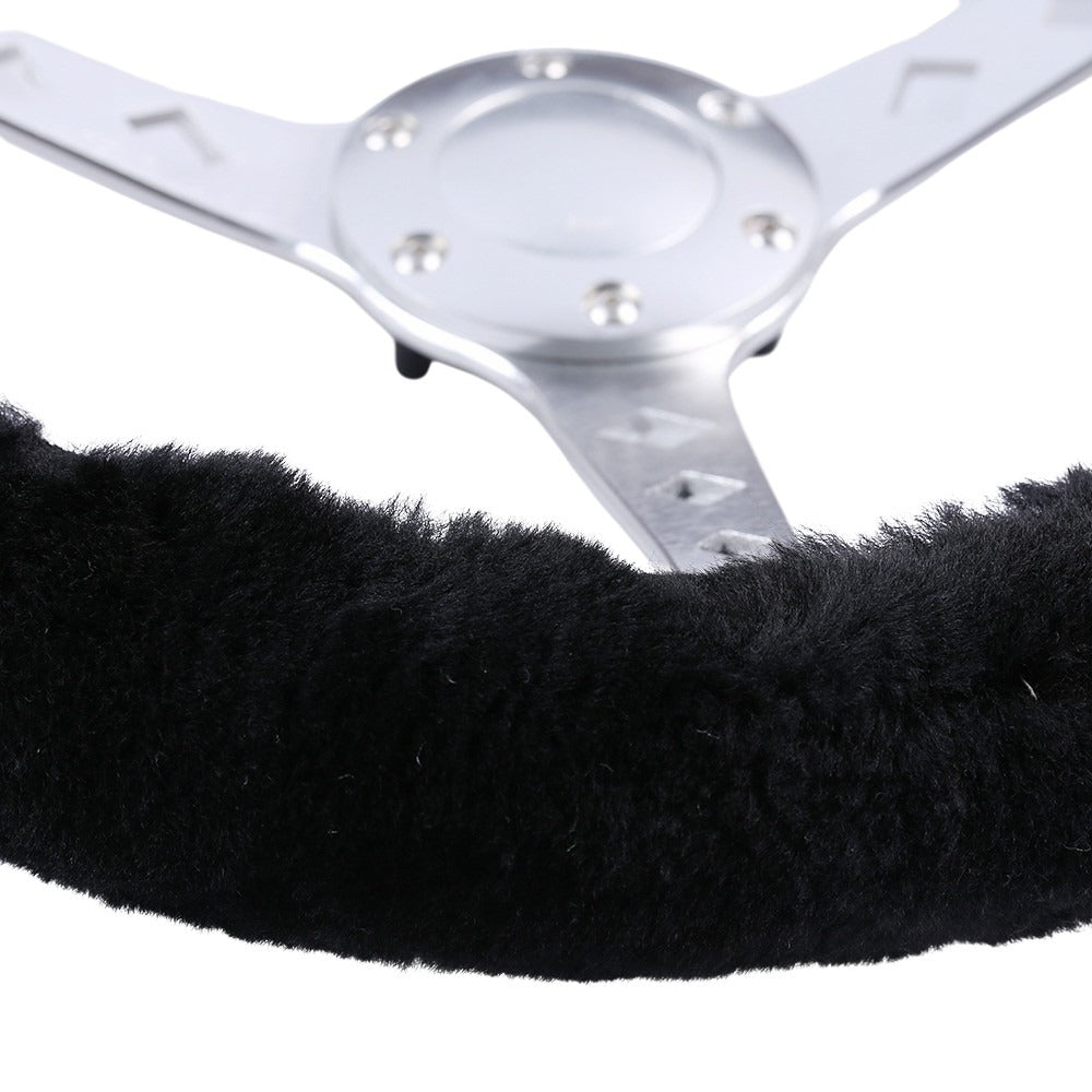 Sheepskin Steering Wheel Cover - Black