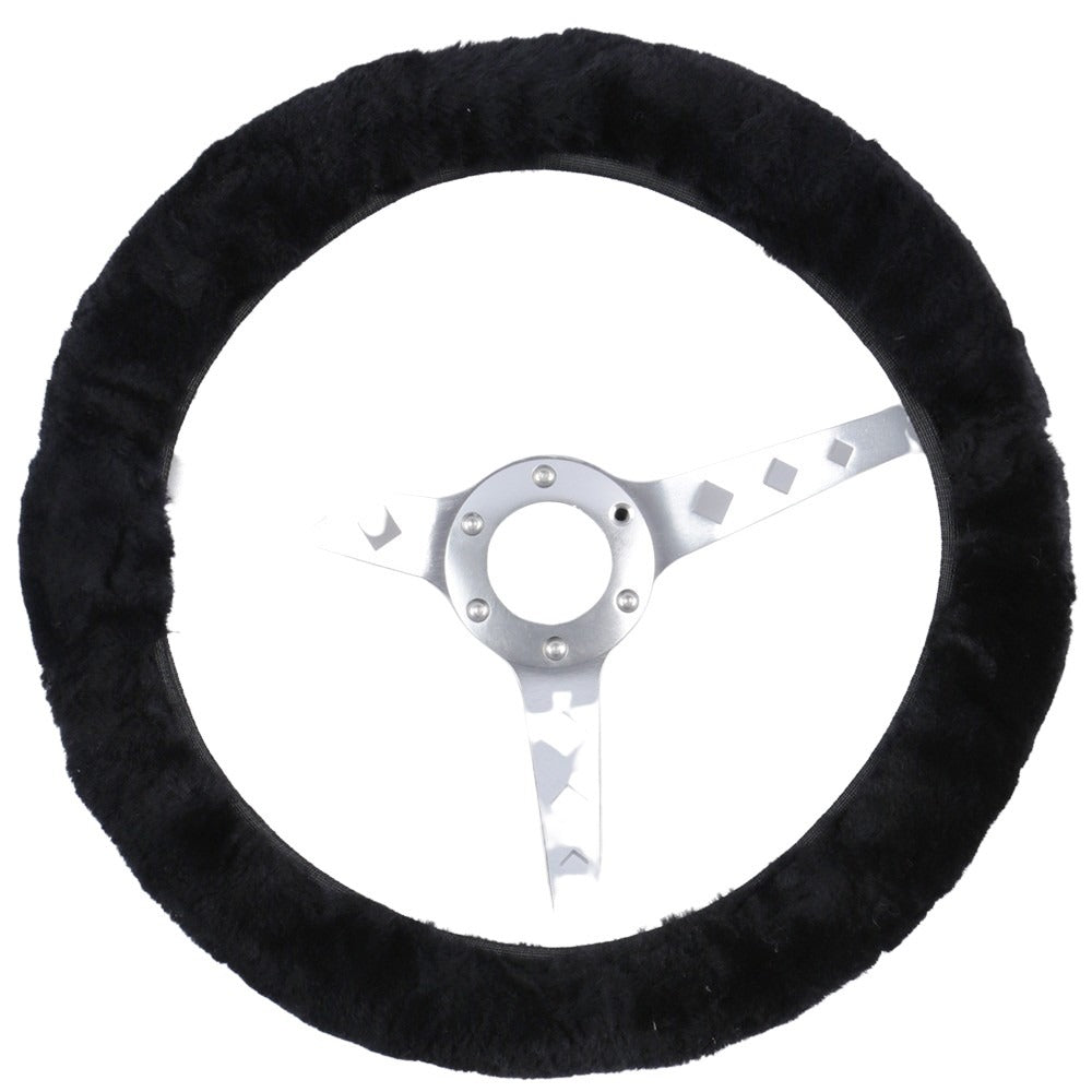 Sheepskin Steering Wheel Cover - Black