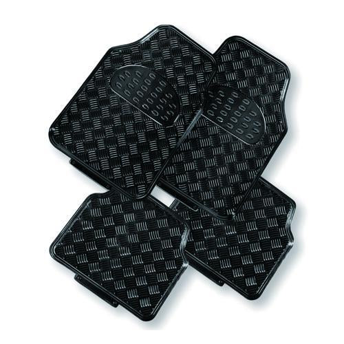 Venom 4-Piece Car Mat - Black [Rubber/Aluminium Look]