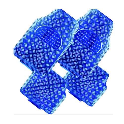 Venom 4-Piece Car Mat - Blue [Rubber/Aluminium Look]