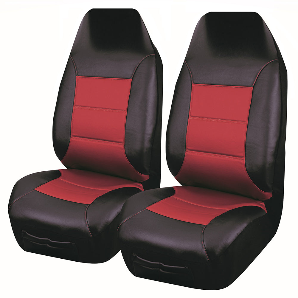 Universal El Toro PU Leather - Front Seat Covers 60/25 | Black/Red