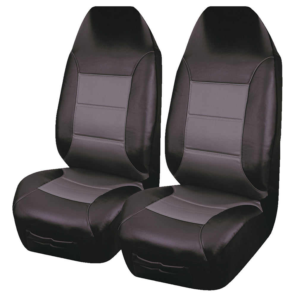 Universal El Toro PU Leather - Front Seat Covers 60/25 | Black/Grey