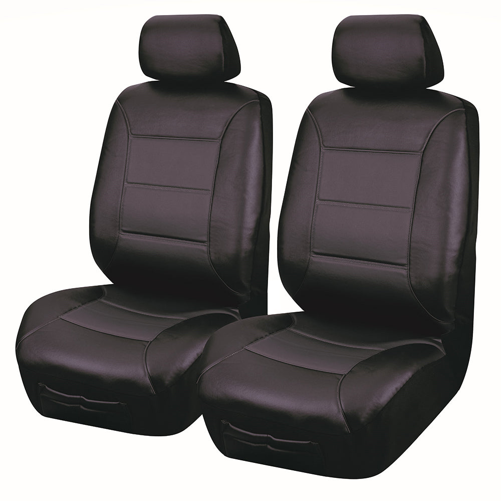 Universal El Toro PU Leather - Front Seat Covers 30/35 | Black/Black