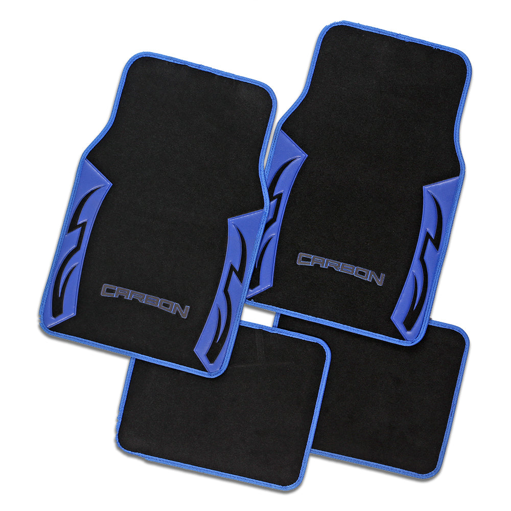 Carbon Blue Carpet Car Floor Mats Universal Fit