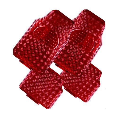 Venom 4-Piece Car Mat - Red [Rubber/Aluminium Look]