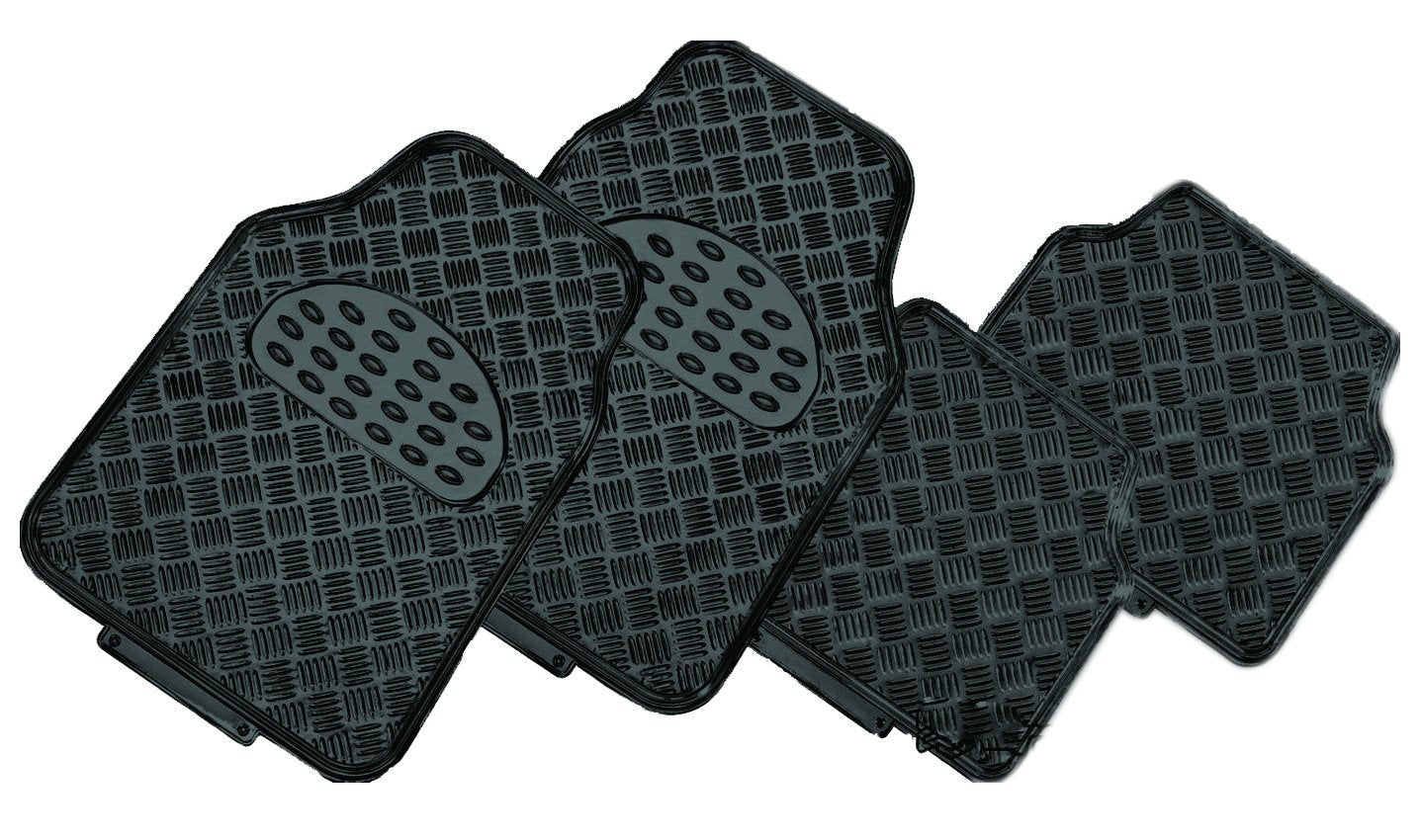 Venom 4-Piece Car Mat - Black [Rubber/Aluminium Look]