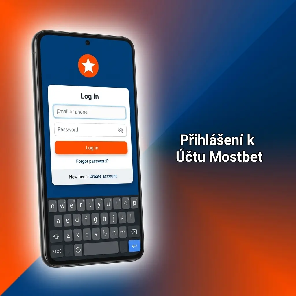 Přihlašovací formulář Mostbet s polem pro e-mail, heslo a tlačítkem přihlášení v pravém rohu