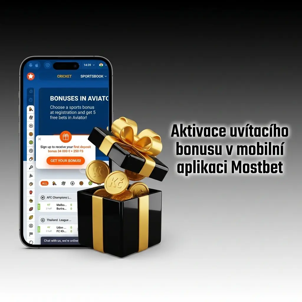 Aktivace uvítacího bonusu 125 % a 250 volných zatočení v mobilní aplikaci Mostbet pro Android a iOS